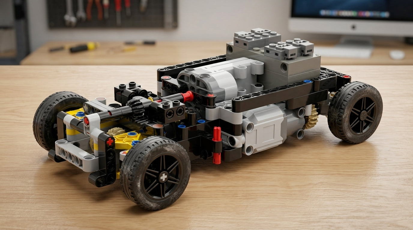 RC Drift Chassis Part-Time AWD Kit - Motorized Technic Car Frame